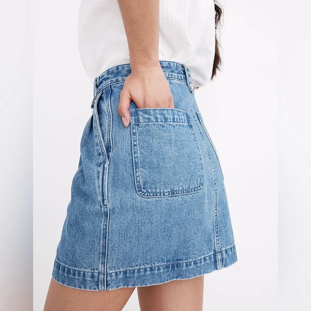 Madewell Denim Pleated Mini Skirt in Upton Wash Size 33 EUC - Picture 2 of 11